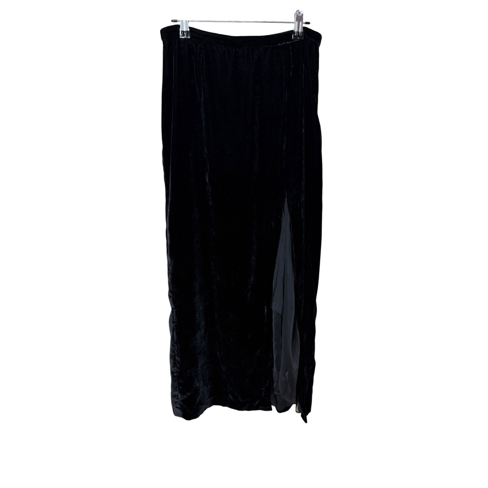 Banana Republic x Olivia Palermo Black Velvet Maxi Skirt Slit Chiffon Size 0